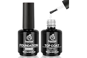 ‎BEETLES GEL POLISH Beetles No Wipe Top Coat Base Coat 2x 15ml, Klar Farbe Überlack Unterlack für Gel Nagellack