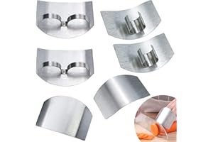 DONLEEVING 6 Pcs Stainless Steel Finger Guard Knife Finger Ring Kitchen Finger Protector Cutting Protector for Kitchen Slicing Dicing Chopping (2 Styles)