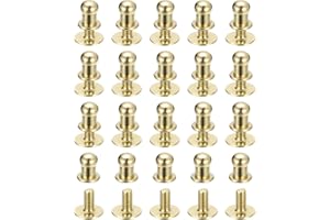 QUARKZMAN 5mm Vite a Testa Sferica Rivetti Bottone Nipplo, Confezione da 20 per Artigianato in Pelle Fai da Te Borsa Cintura, Dorato Chiaro