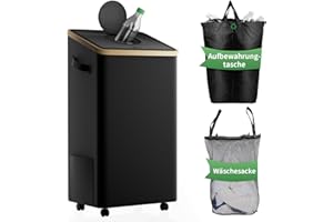 BZBRLZ Pfandflaschen Sammelbehälter mit Deckel & Rollen, 100L Pfandsammler Organizer and Altglas Aufbewahrung mit Einwurf, Leergutbehälter fur Recycling Abstellraum Flaschentasche