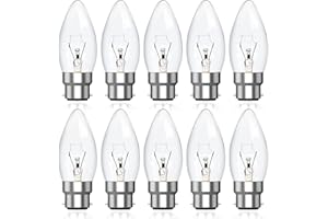 Bonlux 40W Bayonet Light Bulbs B22 Warm White 2600K Dimmable C35 Clear Candle Light Bulbs Filament Bulb CRI 80+ 360LM for Chandeliers Fittings Pendant Lighting, AC 220-240V 10 Pack