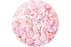 Cosyhav 50pcs Slime Charms,Transparent Pink Mix Resin Charms,Cute Charms for Slime,Crafting and Scrapbooking