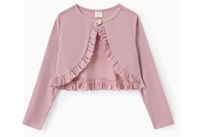 PATPAT Cárdigan bolero para niña, perfecto para escolarización y vestidos de bautizo, suave y cómoda, ropa para niños, manga larga, chaqueta de hombro en diferentes