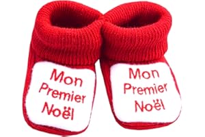 NOSBEBES® Chaussons Bebe, Bio, pour Noel - Chaussette Bebe Naissance, Chaussures Bebe, Cadeau Noel 0-3 Mois