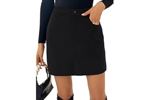 Kate Kasin Damen Cordrock Minirock Hohe Taille Schmale Passform Wickelrock Herbst&Winter Kordsamt Rock Kurzer Rock aus Cord