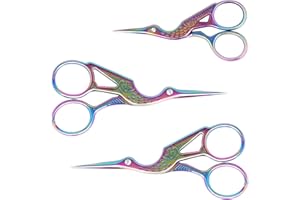 UAUGULFT Forbici da Ricamo, Forbici a Gru, Forbici da Cucito, Forbici Affilate in Acciaio Inossidabile, per Ricamo, Cucito, Artigianato DIY e Uso Quotidiano, Set 3 Pezzi, Colorate