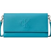 Calvin Klein sculpted long fold strap Kadın C&uuml;zdan Teal Slate 7 CM