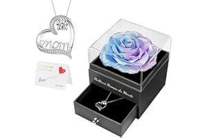 Miofula Rose Eternelle Cadeau Fete des Meres, Rose Éternelle avec Collier Cadeau Maman, Meilleure Maman du Monde Cadeau Fête des Mères Original, Cadeau Anniversaire Maman Cadeau Grand-mère Coffret