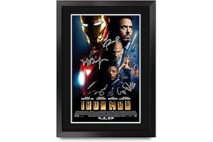 HWC Trading Iron Man A3 Gerahmte Signiert Gedruckt Autogramme Bild Druck-Fotoanzeige Geschenk Für Robert Downey Jr Terrence Howard Gwyneth Paltrow Jeff Bridges Filmplakat Fans