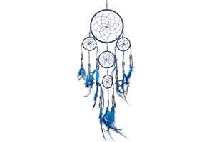 ‎PINK PINEAPPLE Pink Pineapple Dreamcatcher mit Federn und Silber Perlen: Handgemachter Traumfänger Vielen Farben Erhältlich - Kleine Traumfanger Mit 12 cm Durchmesser und 35 cm Lang (Königsblau)