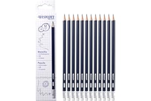 Westcott HB pencils, 12 pieces | Value pack of pencils with eraser | Hexagonal shaft in dark blue | E-733992 00