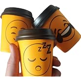 7 Oz(200ml) Kapaklı Karton Bardak 100 Adet Bardak+ 100 Adet Kapak Karışık Smile Desen Maycup
