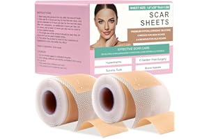 GRUNDA 2 Rouleaux Feuilles de Silicone Pour Cicatrices, Feuilles de Cicatrice en Silicone(1,6"X59"-1.5M), Silicone Scar Sheets Pas de Coupe NéCessaire, Pour RéParer Diverses Cicatrices Non Ouvertes