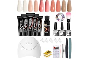 Poly Nail Gel Kit with 36W U V Nail Lamp, VANREESA Poly Nail Extension Gel Set 5 Nude Colours Manicure Tools Builder Enhancement Starter Full Set Autumn Gift Kit for Women