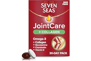 Seven Seas JointCare Plus Collagen, with Omega-3, Glucosamine, Chondroitin, Vitamins C and D, Manganese and Zinc, Food Supplements, 30-Day Pack