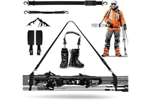 Kakveiai 2 Pièces Bandoulière de Ski, Sangle de Ski et de Bâtons, Sangles de Ski pour leTransport de Skis, Sangles D'Epaule Réglables, Accessoires de Ski Snowboard Activités de Plein Air en Hiver