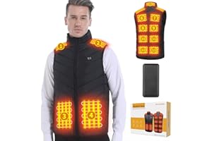 Ivesion Heated Jacket, Heated Gilet for Men, Heated Vest with 13 Heat Zones, Heating Jacket with 20000mAh Battery Pack, 3 Heat Settings Heated Warmer for Outdoor Camping Riding Hiking