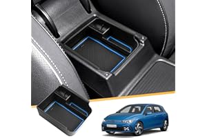 LFOTPP Boîte de rangement pour console centrale compatible avec V W Golf 8 MK8 8.5, Golf 8 8.5, accoudoir central de boîte à gants avec tapis antidérapant (bleu)