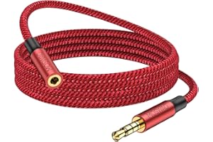MOSWAG MOWSAG TRRS 3,5 mm przedłużacz 4-biegunowy kabel audio męski na żeński nylonowy pleciony kabel audio kompatybilny z stereo do domu/samochodu, smartfona, słuchawek, tabletów, odtwarzaczy