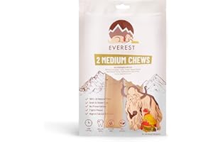 EVEREST DOG CHEW 2 Piece Yak Chew Value Packs, 160Grams, (2 Piece Medium), Authentic, Original, No Harmful Flavourings or Chemicals!…