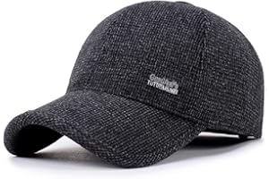 Decorative_ beauty Casquette de Baseball à Visière en Tweed de Laine et Laine d'hiver pour Hommes avec Cache-Oreilles Pliés et Boucle en Métal Plus Chaude