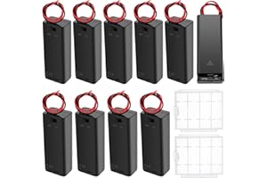 10 Stücke 2 AAA Batteriehalter, KUOQIY 2 x1.5V AAA Kunststoff Batteriehalter mit Drahtkabel und EIN/AUS Schalter und Abdeckung, mit 2 Stücke Batteriebox aus Kunststoff