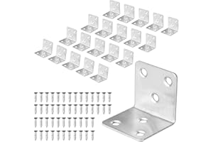 NAHUAA 20 Stück Winkelverbinder 40x40x40 mm Dicke 2 mm Edelstahl Winkel 90 Grad L-Form Schwerlast Metallwinkel Eckverbinder für Holztische, Stühle, Möbel, Schränke (mit 120 Shrauben)