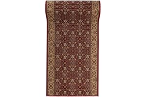 Mazovia Alfombra de Pasillo Larga - Alfombra Antideslizante Clásico - Pelo Corto - Alfombras de Pasillo por Metros - Alfombras para Pasillos Largos - Marrón Rojo - 67 x 375 cm