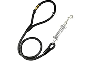 AVANZONA Correa para Perros, Amortiguador, Antitirones, para Perros medianos y Grandes, Fabricada en España. 120cm. Negro