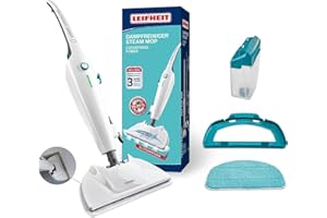Leifheit Balai vapeur CleanTenso Power 2.0, nettoyeur vapeur à temps de chauffe inférieur à 30 secondes, durée de lavage du sol de 50 min, balai lave-sol vapeur pour un nettoyage sans produit chimique