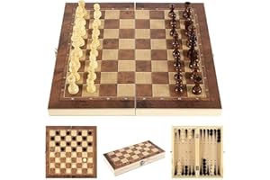 SUNSHINE SMILE Schach Backgammon,3 in 1,Schachbrett 24x24,Schachspiel Holz Hochwertig,Backgammon Holz Hochwertig,Schachspiel Holz Edel,Schach Backgammon Holz,Schachbrett Holz Hochwertig,Schachspiel Magnetisch Kinder