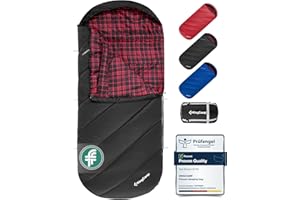 KingCamp Sac de Couchage pour Adultes Enfant Flanelle de Coton 3-4 Saisons Ultralight Extra Large Sac de Couchage Camping Chaud Compact Portable Grand Froid pour Camping Randonnée Extérieur Intérieur
