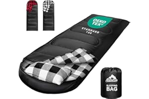 MEREZA Cotton Flannel Sleeping Bag for Adults & Kids, XL Queen Size Sleeping Bag Lightweight with Pillow for Cold Weather Camping Hiking Backpacking