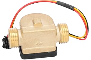 Hyuduo 1/2 Zoll Wasserdurchflussschalter mit Hall-Sensor, Messinggewinde, DC 3-24V, 0,3-10 L/min, 1,5 MPa, 3-polige Schnittstelle