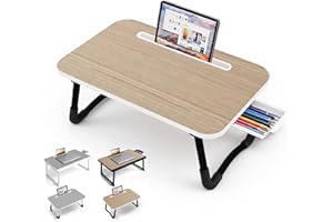 WEIQILE Laptop Bed Desk - Small Laptoptisch für Frühstück im Bett, Arbeitszimmer, Büroarbeit, Gaming, Schreiben & Lesen, Tabletttisch für Sofa, Couch, Zuhause & Büro Laptopständer für Bett (Small Wood 48x30)