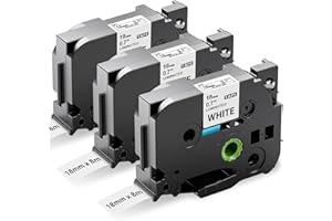 3x Upwinning TZe-241 TZe241 18mm Compatible avec Brother P-touch Ruban 18mm x 8m Noir sur Blanc TZe 18mm Laminé, Recharge Ruban Brother 18mm pour Brother Ptouch D400 D410VP PT-D600 P710BT 1830 E550WVP