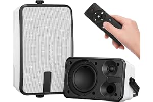 Plyee Audio 400 W utomhus Bluetooth-högtalare, trådlös högtalarsynkronisering, kraftfull bas, väggmontering, för terrass, ver