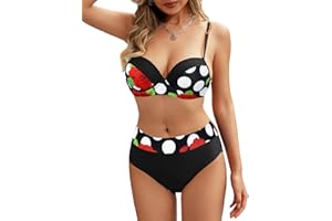 Rayson Bikini Mujer Push up Estampado Cintura Alta con Relleno Bañadores Mujer 2 Piezas Sexy Beachwear Traje de Baño Mujer Bikini Brasileño