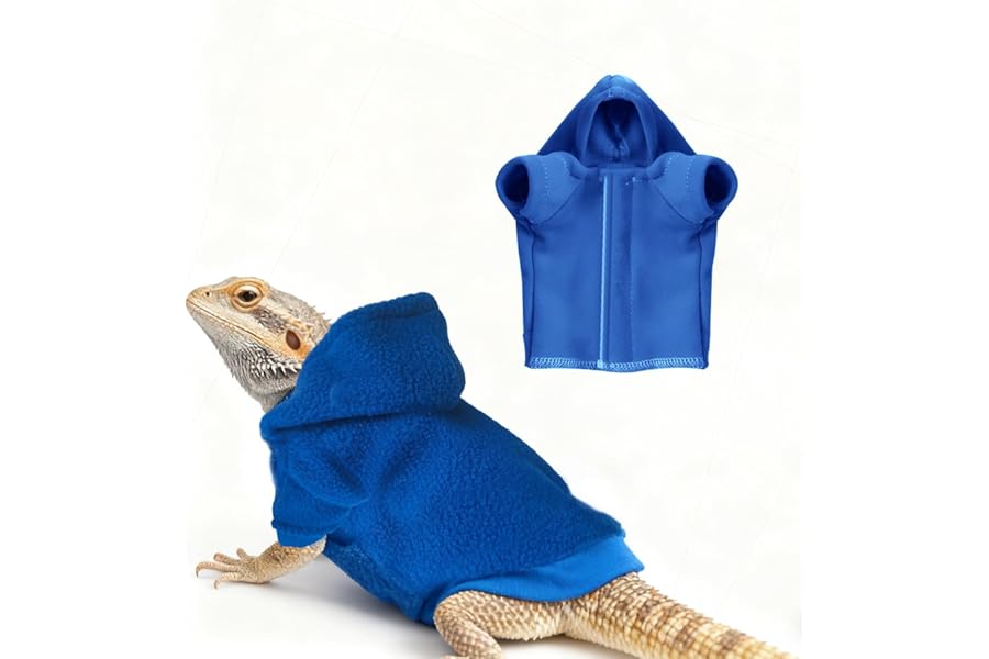 CQJ Lizard Clothes for Bearded Dragons Reptile Apparel Handmade Cotton Material Hoodies Gift for Lizards, Bearded Dragons, Crested Geckos, and Chameleons (navy blue)