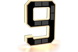 CARPESUN Solar House Number Illuminated for Outdoor Use Waterproof Illuminated House Number Sign Solar House Number Light Black Large - Height 23 cm (9-Black, 23 cm)