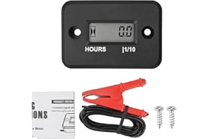 NInE-ROnG Inductive Hour Meter With Crocodile Clip,Waterproof IP68 for Gas Engine Lawn Mower Generator Pressure Washer Marine ATV Boat Outboard Motor Dirt Bike