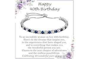 PDTU Birthday Gifts for Women, 30th 40th 50th 60th 70th 80th Birthday Gifts for Her Cubic Zirconia Adjustable Birthday Bracelet Presents for Mum Grandma Daughter Friends│30-80 Birthday Gifts for Women