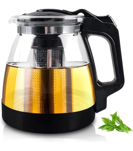 1,6L Glaskanne Mit Edelstahlsieb - Hitzebeständige Teekanne Aus Borosilikatglas