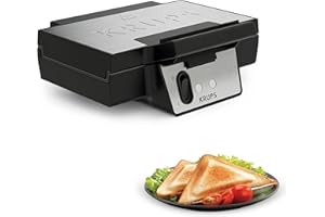 Krups FDK453 Sandwichmaker | Dreieckform | Antihaftbeschichtung | tiefe 25x12 cm XL-Platten | vertikale Verstaufunktion | Kab