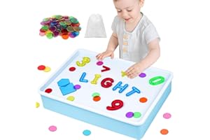 Vicloon Jouets Sensoriels pour l'Autisme, Table Lumineuse Sensorielle et Accessoires,Light Box Bleu avec 151 Lettres, Symboles Mathématiques et Géométrie, Jeux pour l'Autisme Enfants