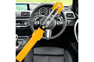 SAMTEK Steering Wheel Lock Twin Bar, Anti-Theft Heavy Duty Car Van Wheel Locks High Visibility Crook Lock for Car Security Device SUV Wheel Locks + 2 Keys (Steering Wheel Lock)
