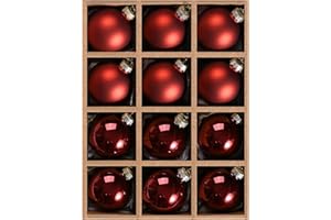 ‎DN DECONATION DN DECONATION Weihnachtskugeln Set, 12-teilig - Tiefrote Glaskugeln 6cm Glänzend & Matt, Christbaumkugeln mit Aufhängung für Weihnachtsbaum Deko, Festliche Weihnachtsdekoration