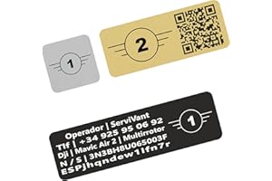 SERVIVANT ● Pack 1 Uds. ● Placa Identificativa para Drones ● Placas para Dron CUMPLEN requisitos normativa EASA ● Tamaño Personalizados para Todos los Modelos de drone (Marcado de Clase EASA)