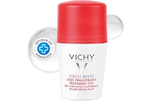 ‎LA ROCHE-POSAY VICHY Deo Roll-on Intensiv-Anti-Transpirant Stress resist, Für leicht reizbare Haut, 72 Stunden Wirkung, Mit Anti-Transpirationswirkstoffen und absorbierenden Mineralstoffen, Dermo Tolerance, 50 ml