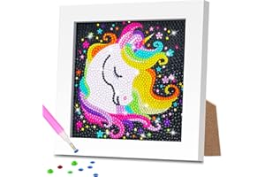 Diamond Painting Kinder, Diamant Painting Bilder Kinder Einhorn, Diamontpating Set mit Rahmen, 5D Diamond Painting Mädche, DIY Diamant Malerei Frauen Geschenk, Basteln Erwachsene für Home Wand Decor